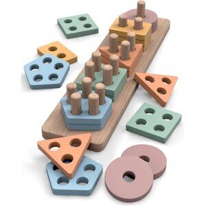 Montessori Toys for 18+ Months Old - Toddlers Wooden Sorting and Stacking Toys